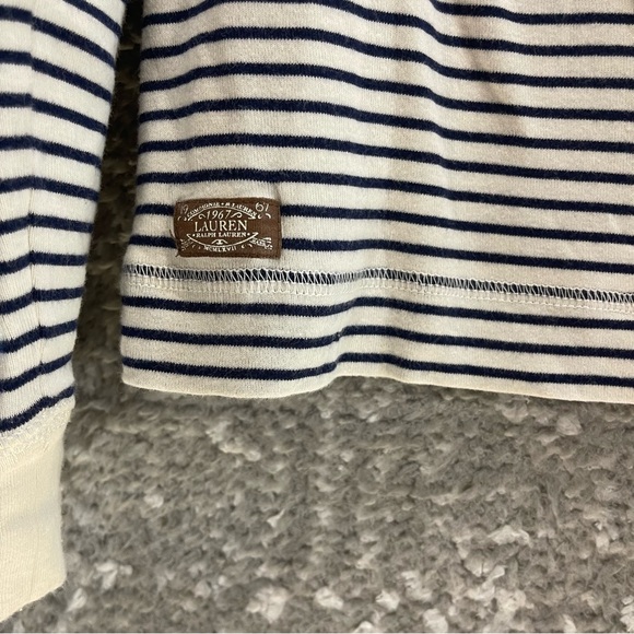 Lauren Ralph Lauren Top Faux Suede Elbow Patch Large Preppy Equestrian Classic - Picture 3 of 9